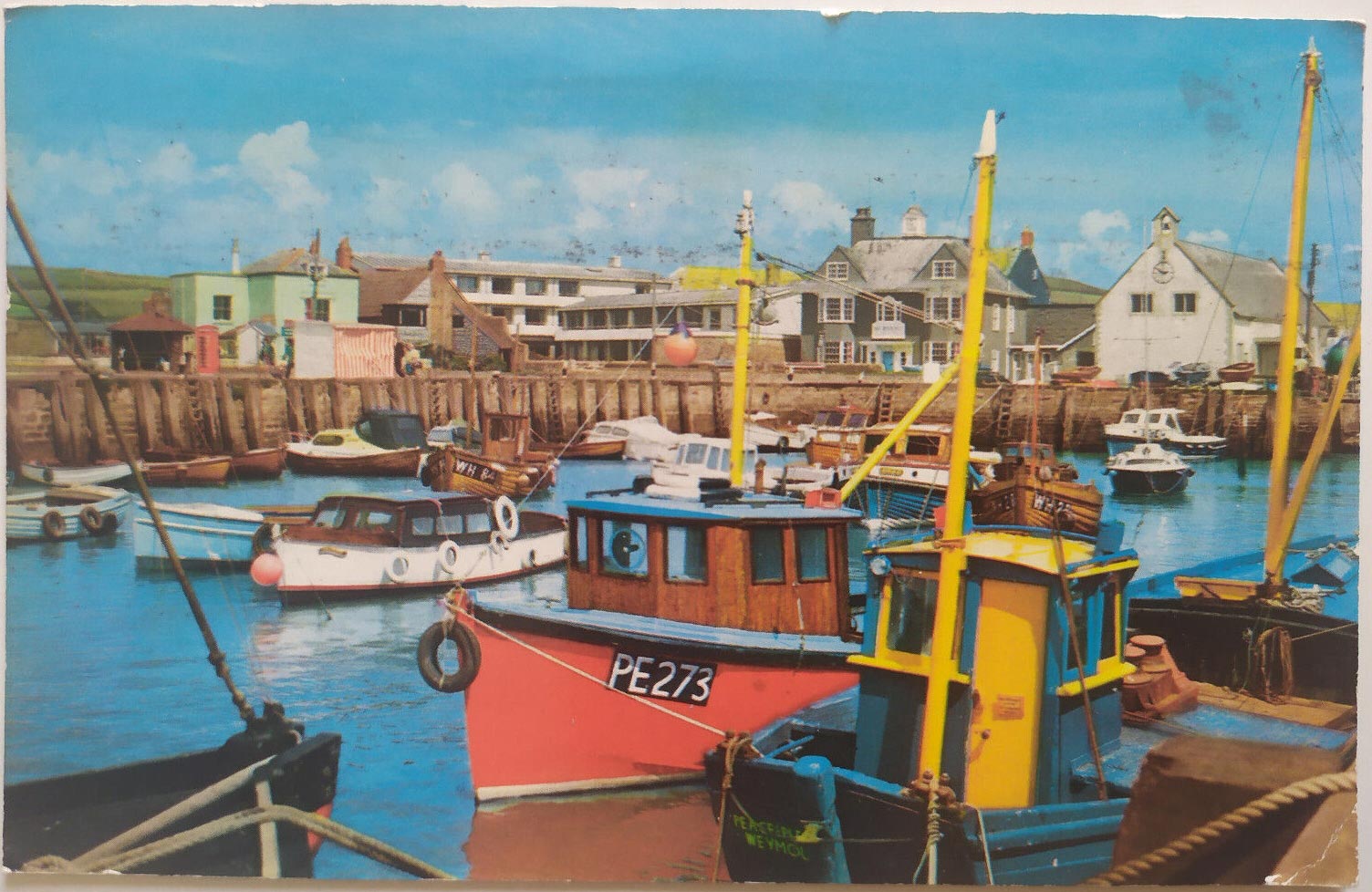Old postcard of West Bay, Dorset, Harbour 1973